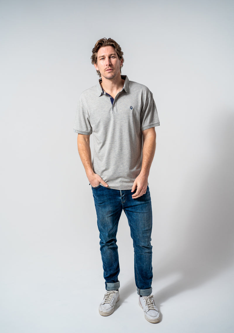 The Dexter Polo - Classic Fit Polo shirt in Grey with Navy accents