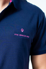 The Original Polo - Classic fit Polo Shirt in Navy with Fuchsia Pink accents