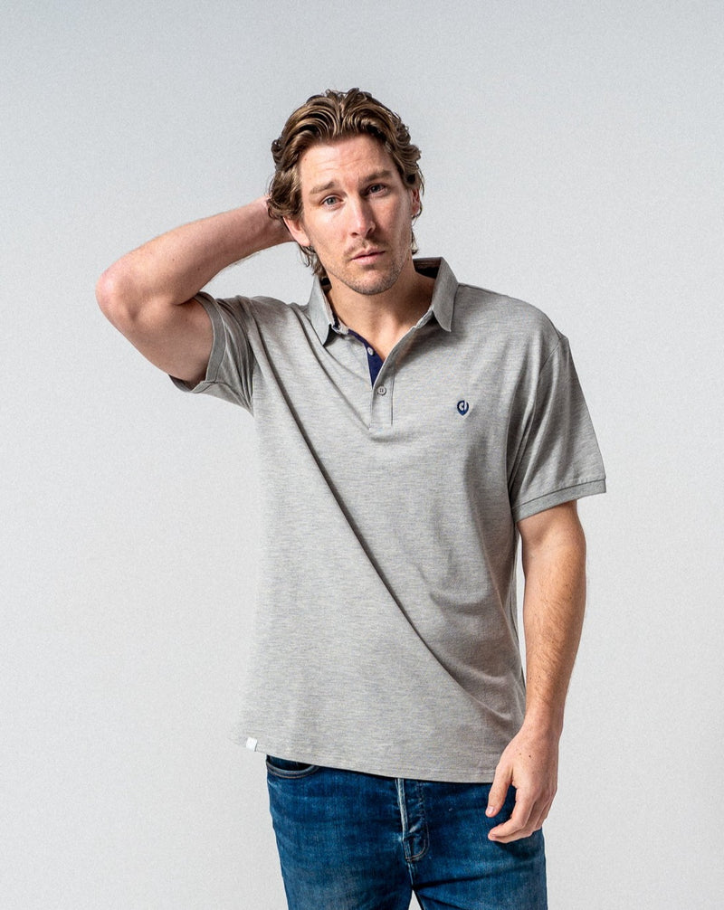 The Dexter Polo - Classic Fit Polo shirt in Grey with Navy accents