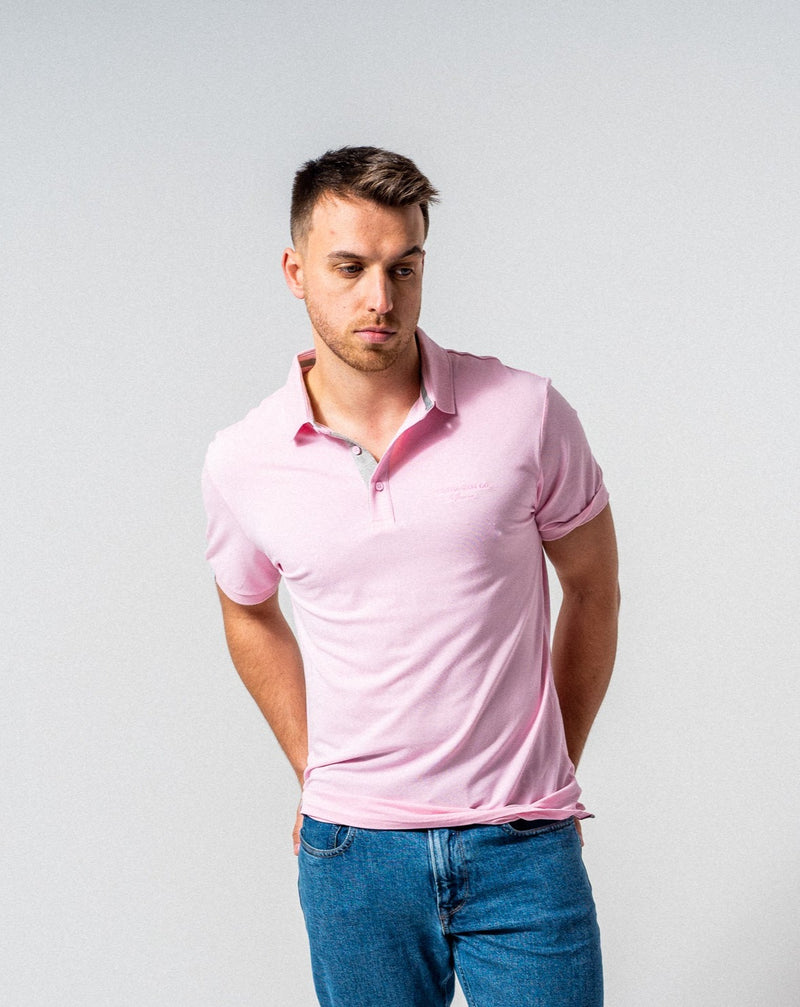 The Miami Polo - Classic fit Polo Shirt in Pink with Grey and Pink accents