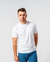 The Base - Classic fit T-shirt in White with Cyan Blue accents