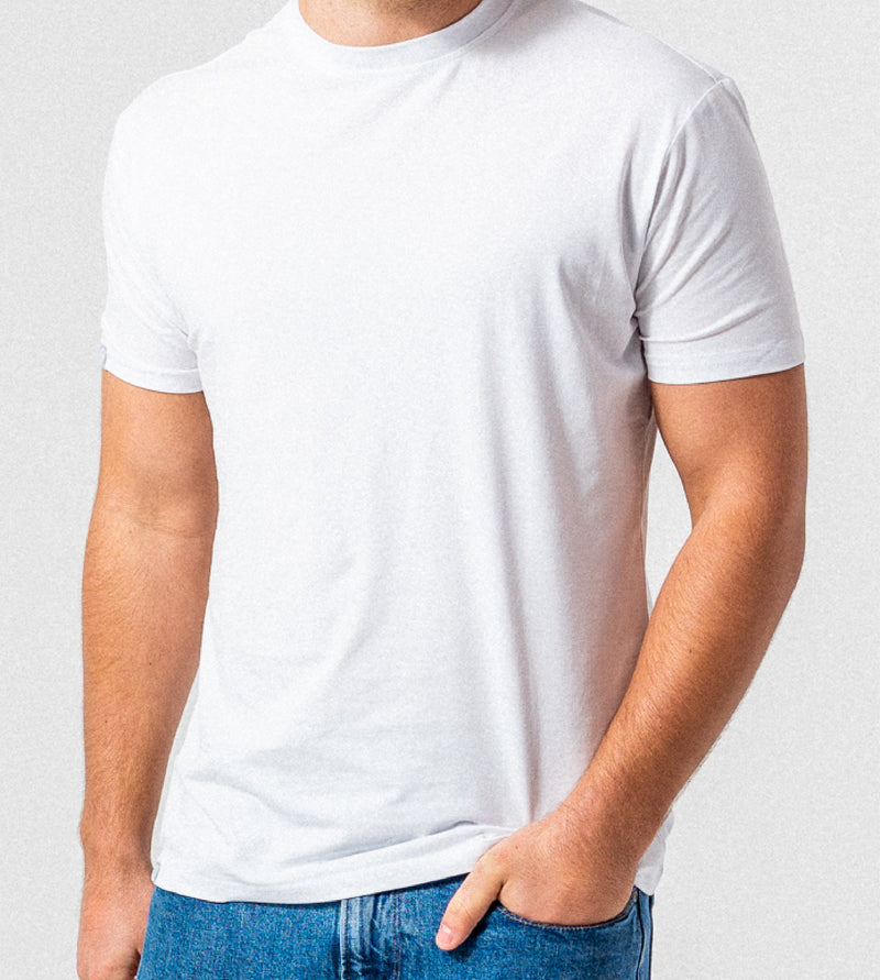 The Base - Classic fit T-shirt in White with Cyan Blue accents