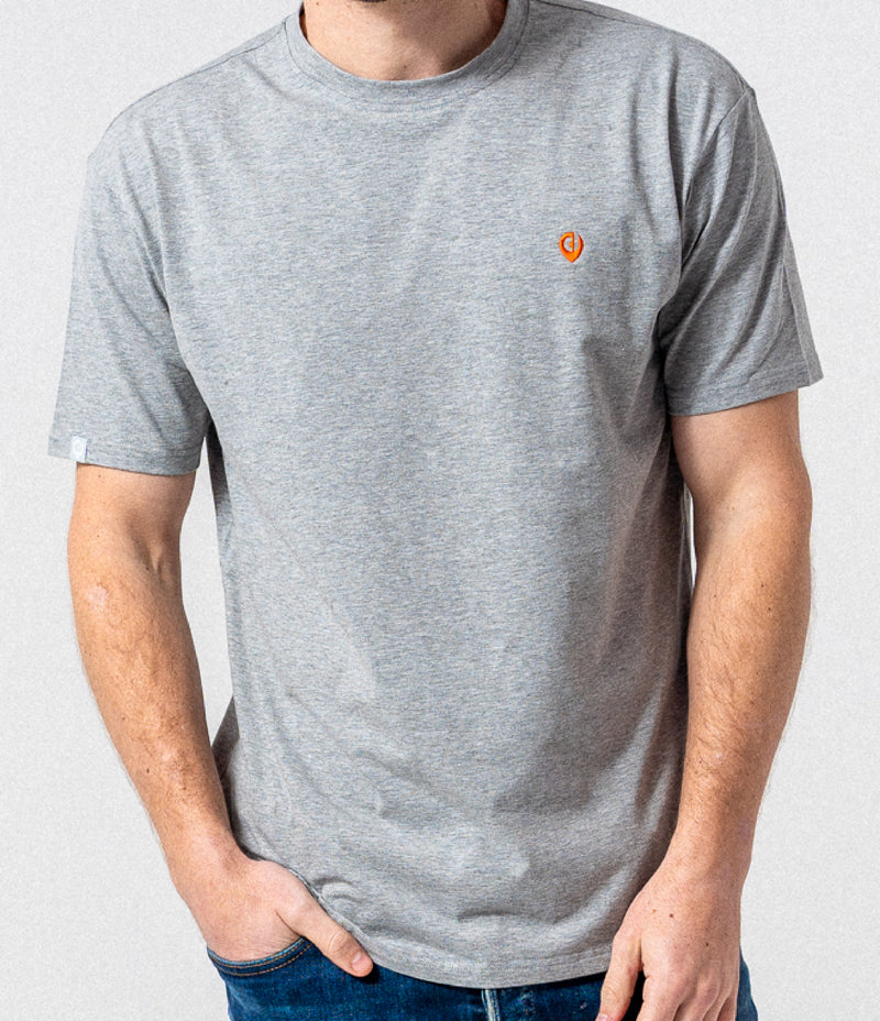 The Dexter - Classic fit T-shirt in Grey with Orange accents