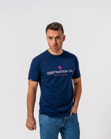 The Signature - Classic fit T-shirt in Navy Blue with Fuchsia Pink accents