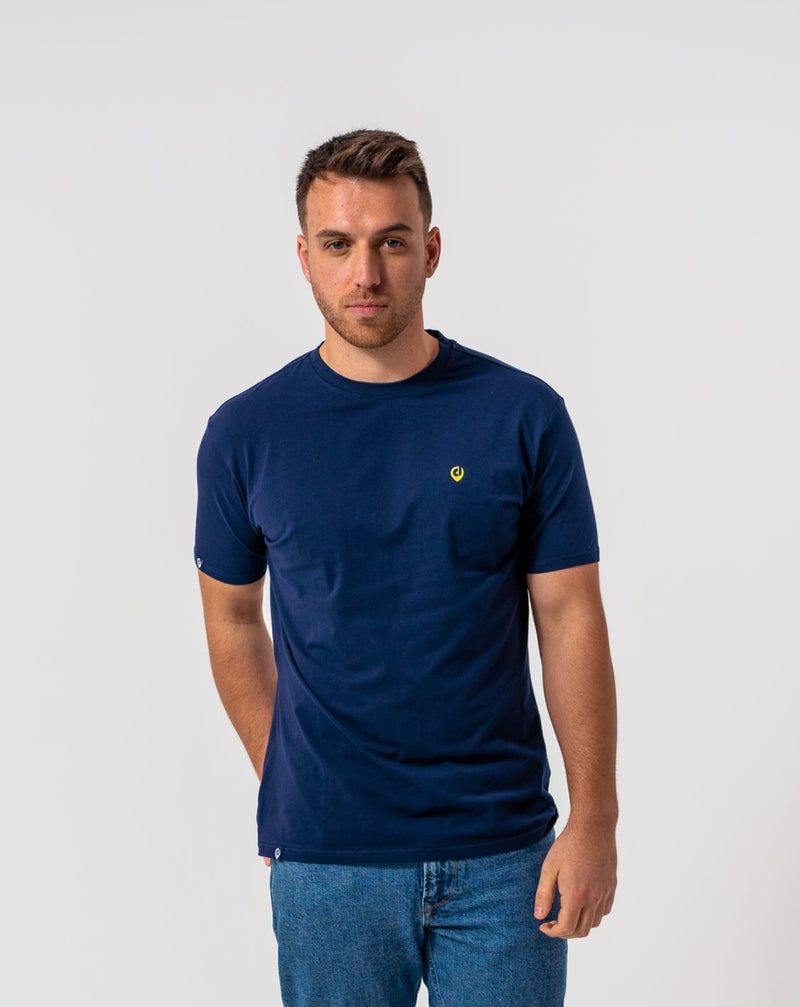 The Dexter - Classic fit T-shirt in Navy Blue with Neon Green accents