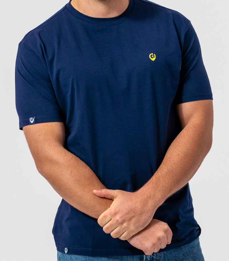 The Dexter - Classic fit T-shirt in Navy Blue with Neon Green accents