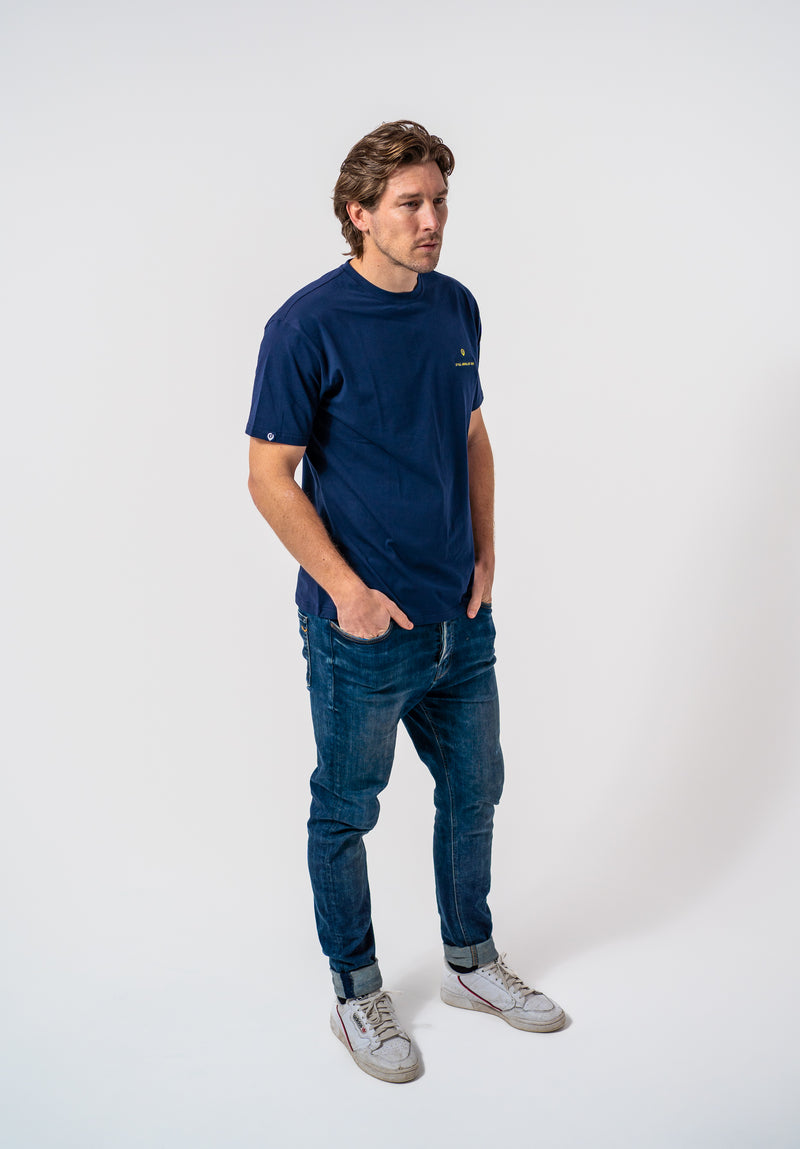 The Original - Classic fit T-shirt in Navy with Neon Green accents